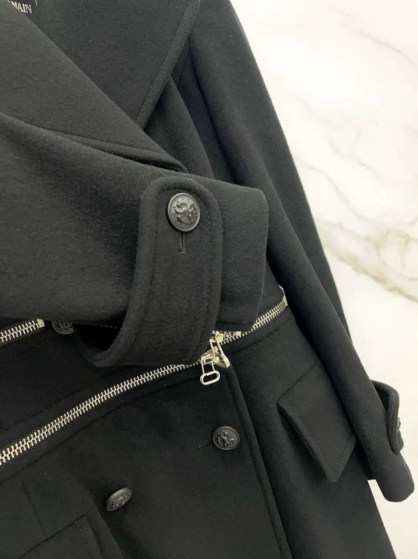 Balmain Balmain Women's Wool Black Coat 0089 Size S / US 4 / IT 40 - 6 Thumbnail