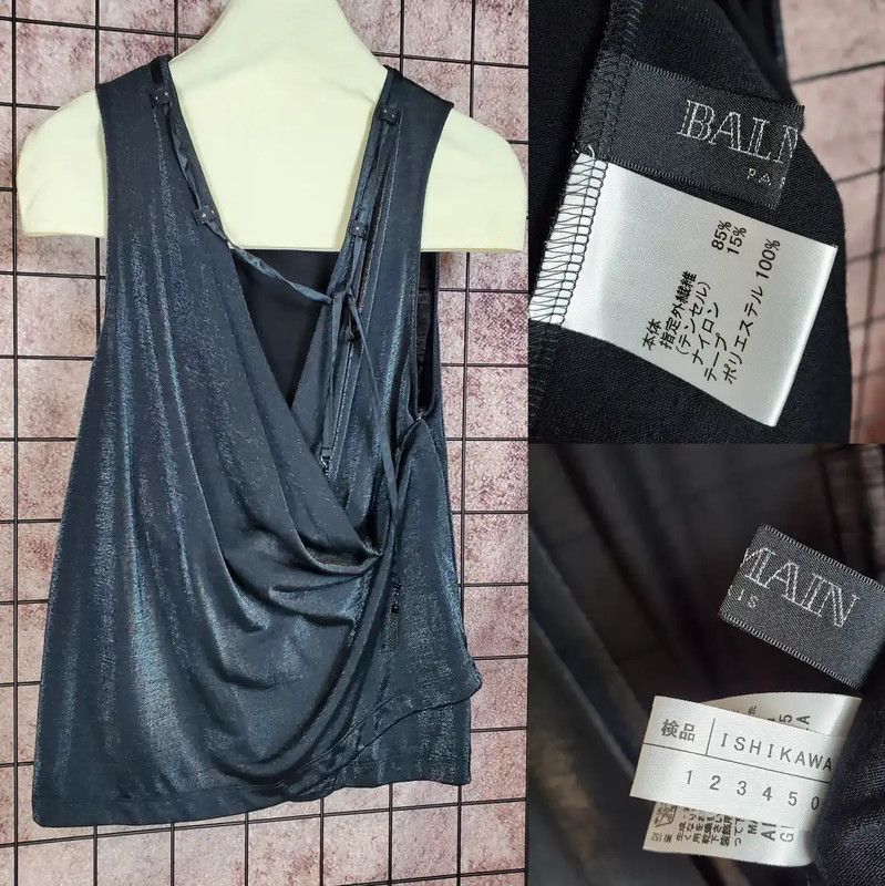 Balmain Balmain Black Sleeveless Summer Top for Women 0089 Size S / US 4 / IT 40 - 6 Thumbnail