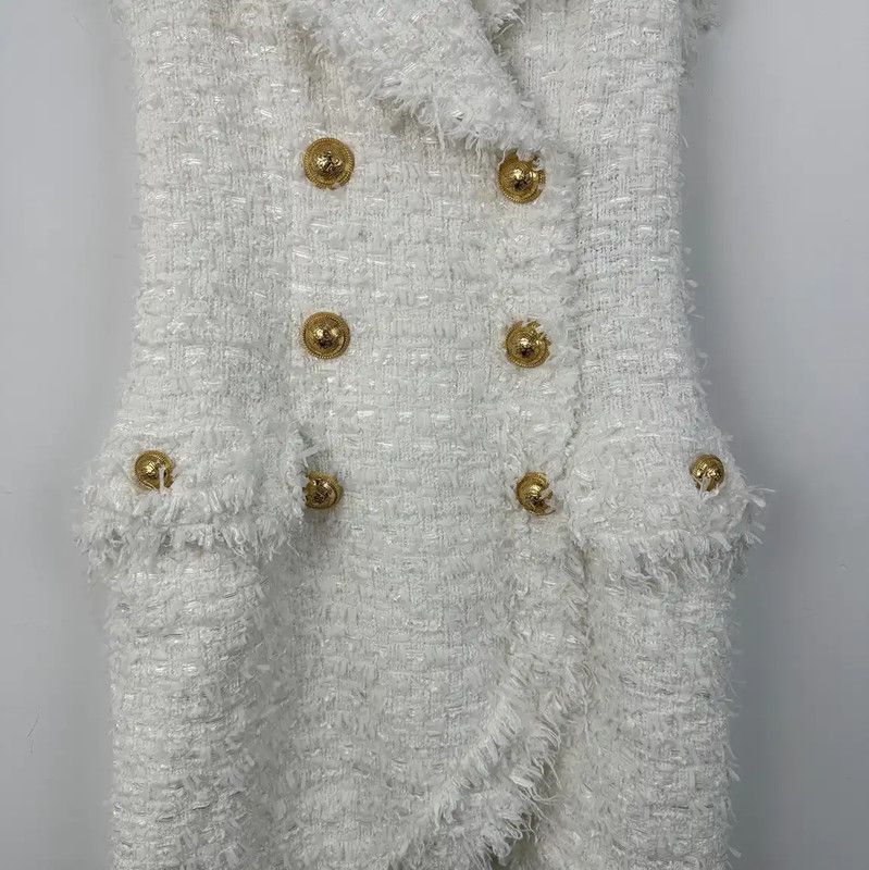 Balmain Balmain White Cotton Dress Size S 0089 Size S / US 4 / IT 40 - 4 Thumbnail