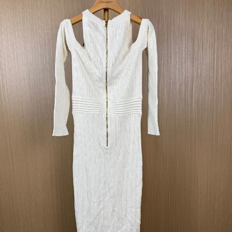 Balmain Balmain White Wool Dress Size XXL 0089 Size XXL / US 16-18 / IT 52-54 - 2 Thumbnail