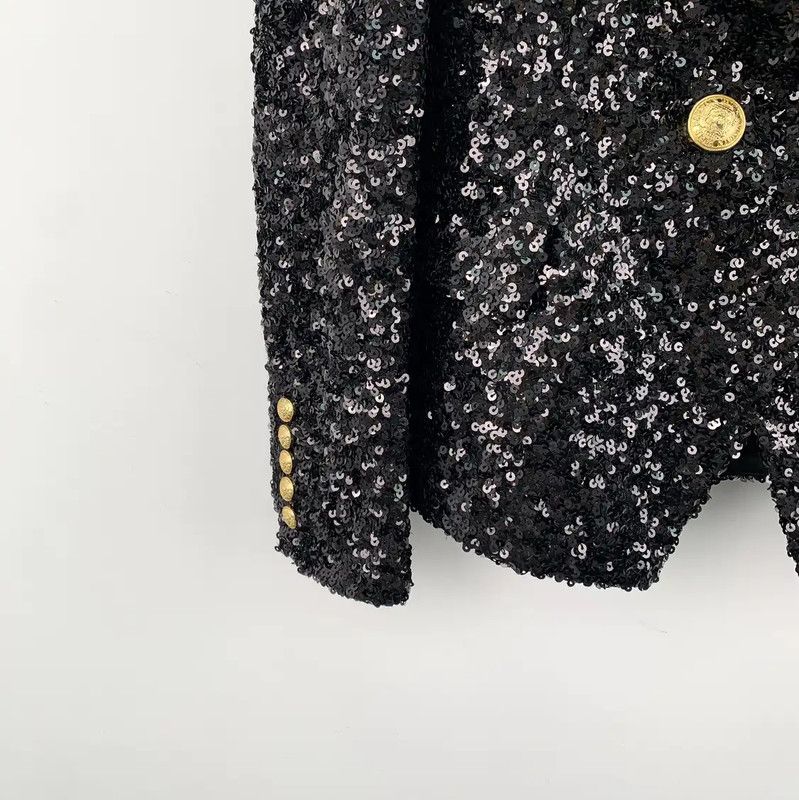 Balmain Balmain Black Sequin Jacket Size S 0089 Size S / US 4 / IT 40 - 4 Thumbnail