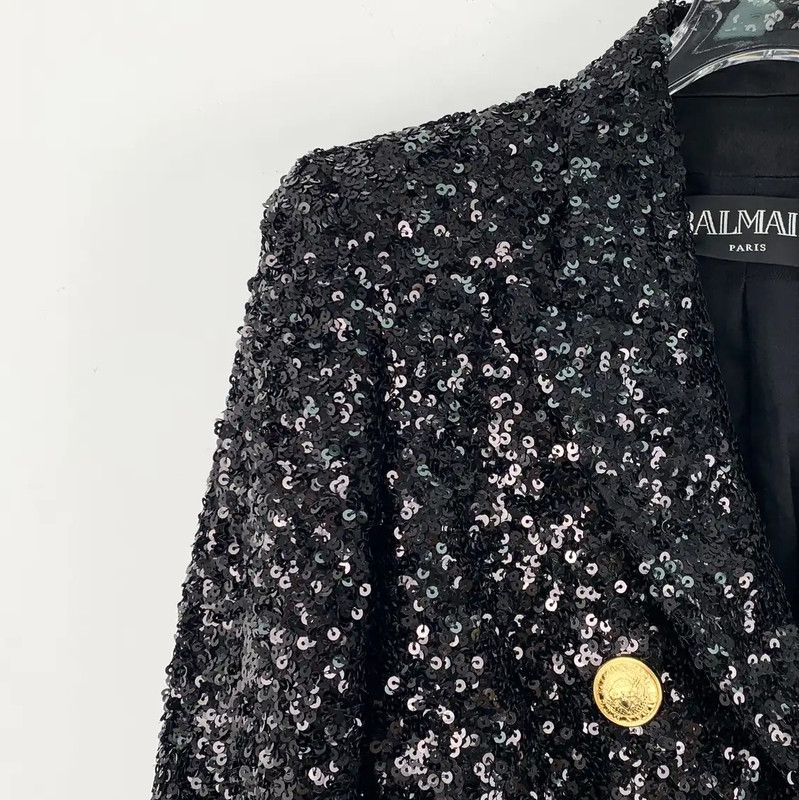 Balmain Balmain Black Sequin Jacket Size S 0089 Size S / US 4 / IT 40 - 3 Thumbnail
