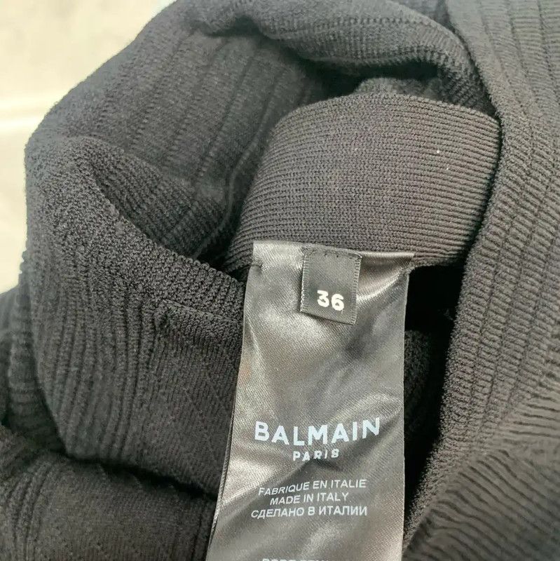 Balmain Balmain Black Cotton Long Sleeve Dress 0089 Size S / US 4 / IT 40 - 6 Thumbnail