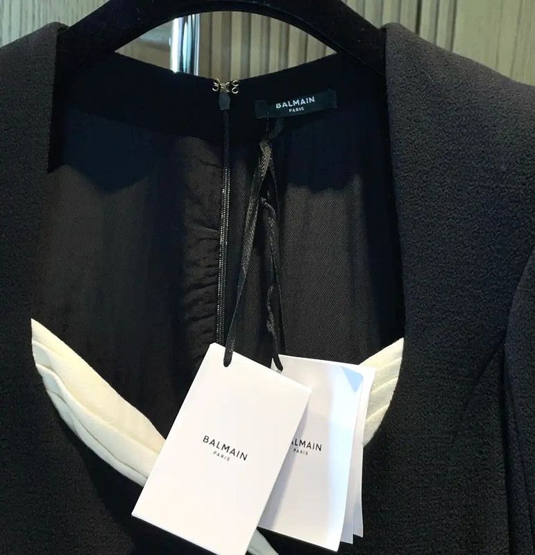 Balmain Balmain Black Wool Long Sleeve Dress 0089 Size S / US 4 / IT 40 - 8 Thumbnail