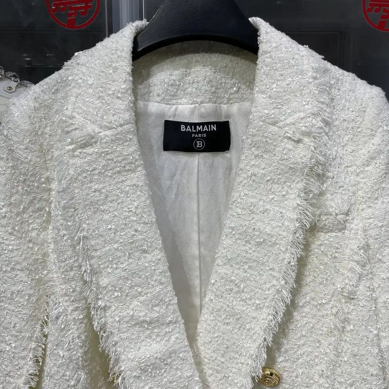 Balmain Balmain Women's White Nylon Double-Breasted Coat 0089 Size M / US 6-8 / IT 42-44 - 7 Thumbnail