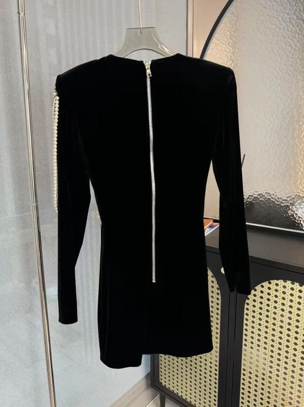 Balmain Balmain Black XS Dress with Pearl Embellishments 0089 Size XS / US 0-2 / IT 36-38 - 2 Thumbnail