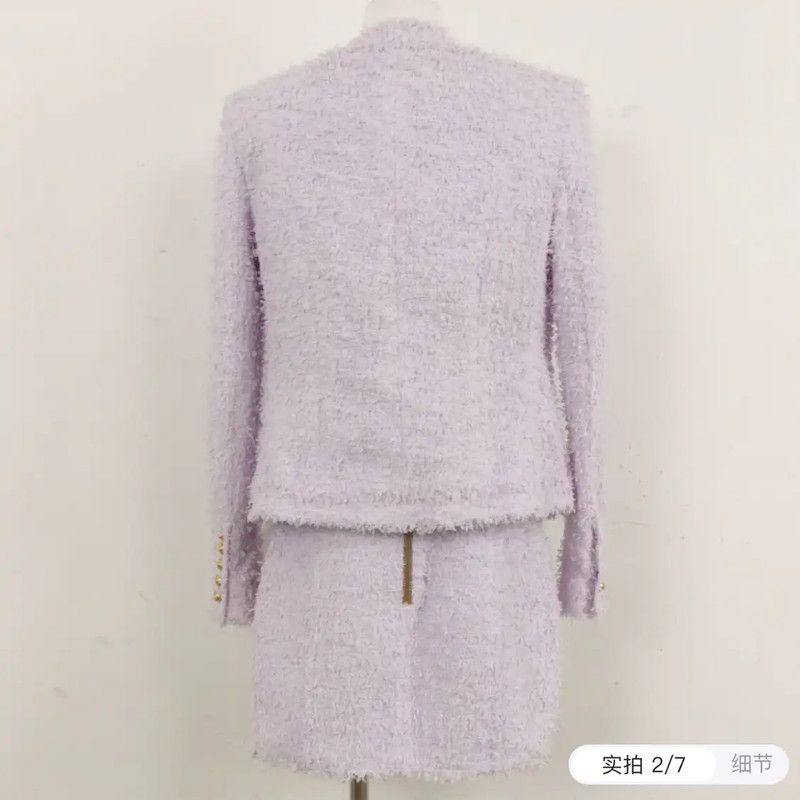 Balmain Balmain Wool Blend Purple Coat for Women 0089 Size XS / US 0-2 / IT 36-38 - 2 Thumbnail