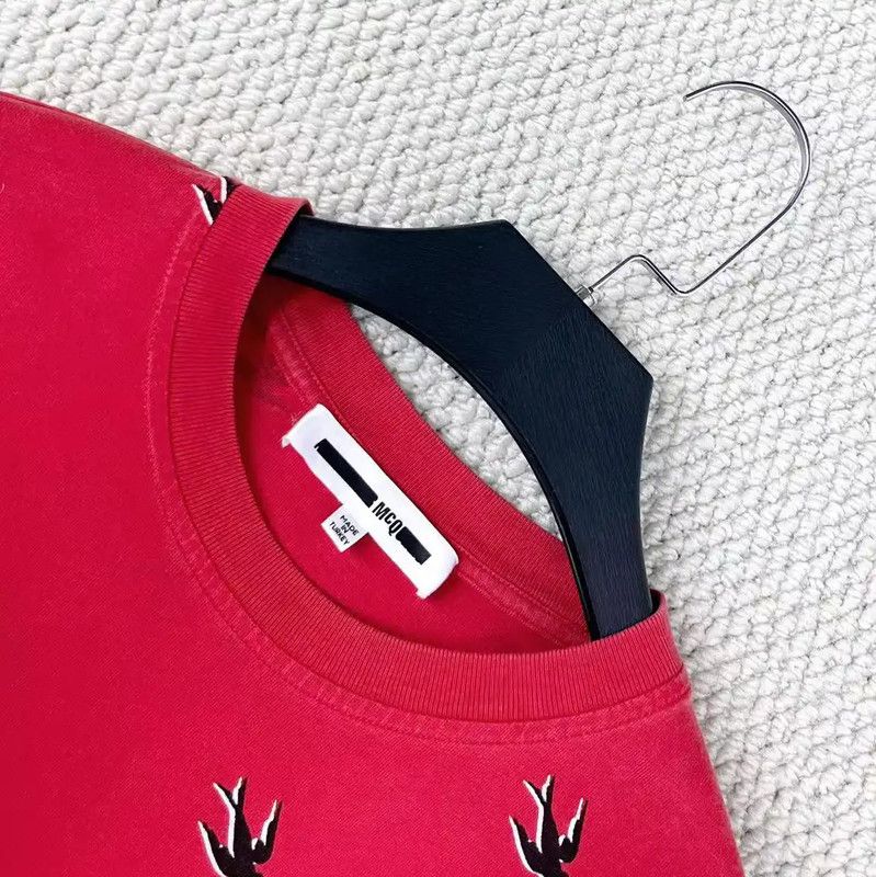 Alexander McQueen Alexander McQueen Red Cotton Swallow Dress 0089 Size S / US 4 / IT 40 - 3 Thumbnail