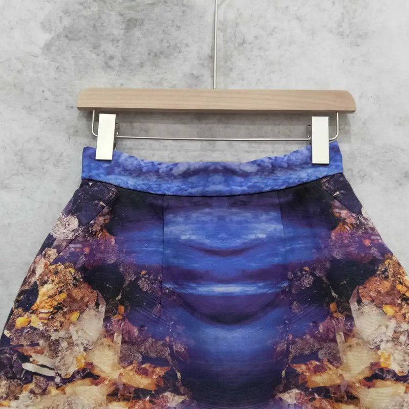Alexander McQueen Alexander McQueen Summer Blue Purple A-line Skirt 0089 Size 23" - 3 Thumbnail