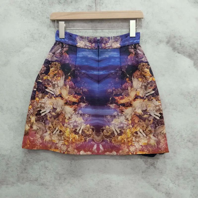 Alexander McQueen Alexander McQueen Summer Blue Purple A-line Skirt 0089 Size 23" - 2 Thumbnail