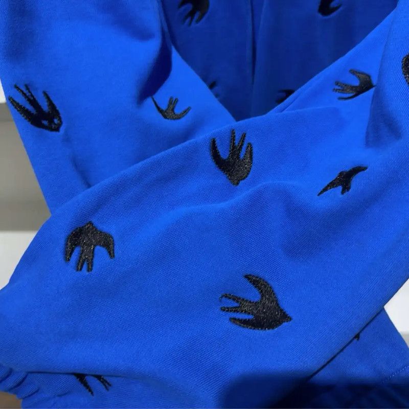 Alexander McQueen Alexander McQueen Women's Blue Printed Hoodie 0089 Size M / US 6-8 / IT 42-44 - 3 Thumbnail