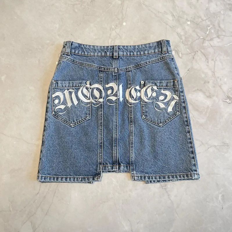 Alexander McQueen Alexander McQueen Blue Embroidered Cotton Mini Skirt 0089 Size 27" / US 4 / IT 40 - 2 Thumbnail