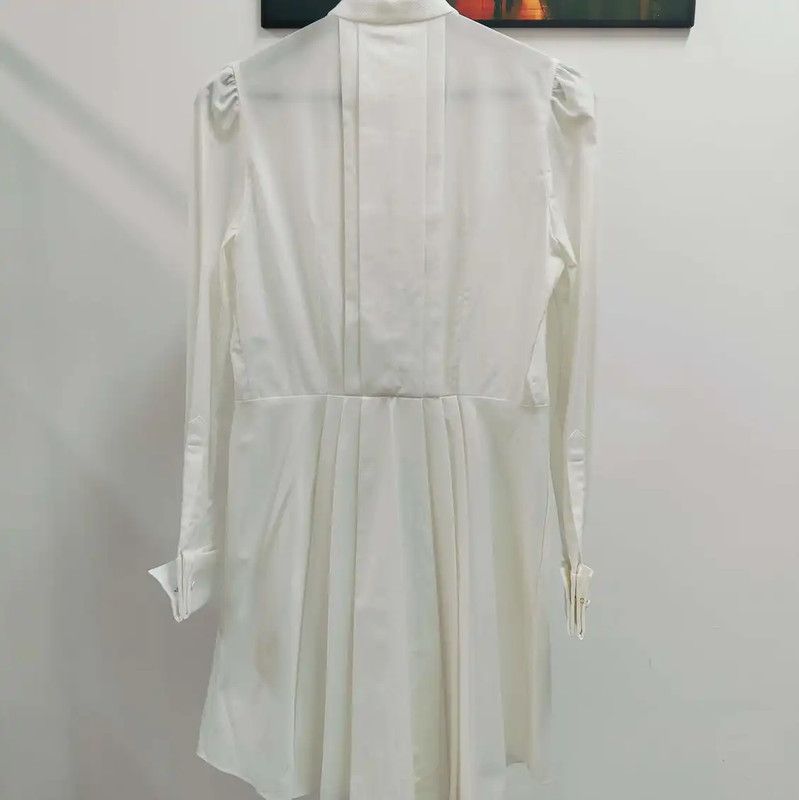 Alexander McQueen Alexander McQueen White Long Sleeve Dress for Women 0089 Size L / US 10 / IT 46 - 2 Thumbnail