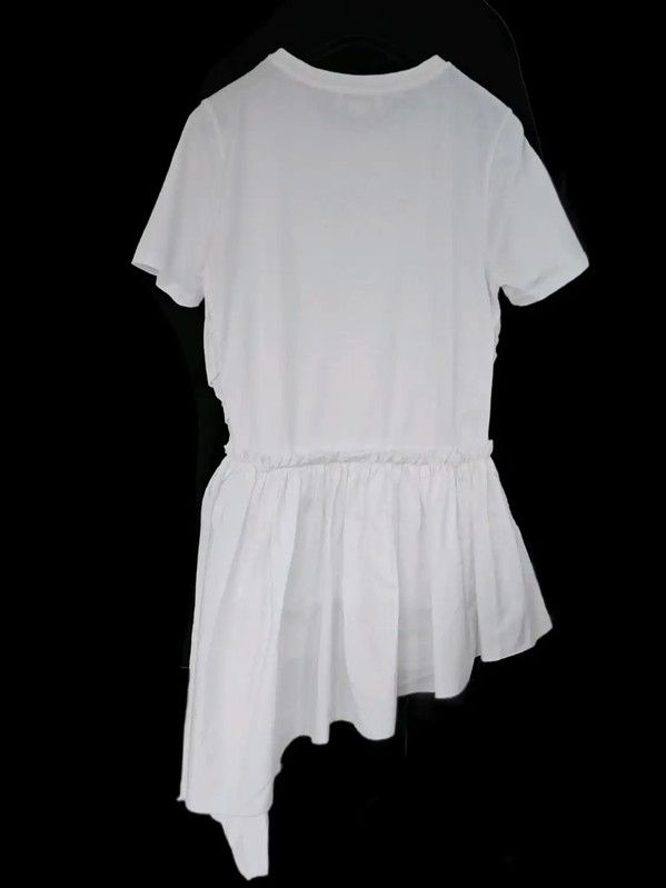 Alexander McQueen Alexander McQueen White Cotton Asymmetrical Tee 0089 Size XS / US 0-2 / IT 36-38 - 2 Thumbnail