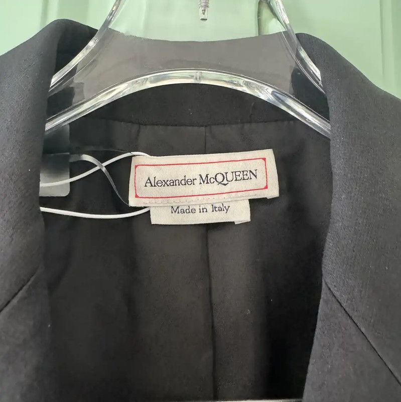 Alexander McQueen Alexander McQUEEN Black Wool Jacket with Lace 0089 Size S / US 4 / IT 40 - 3 Thumbnail