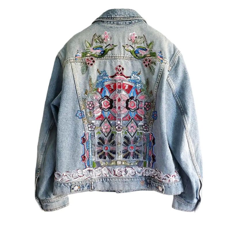 Alexander McQueen Alexander McQueen Blue Denim Embroidered Jacket 0089 Size M / US 6-8 / IT 42-44 - 2 Thumbnail
