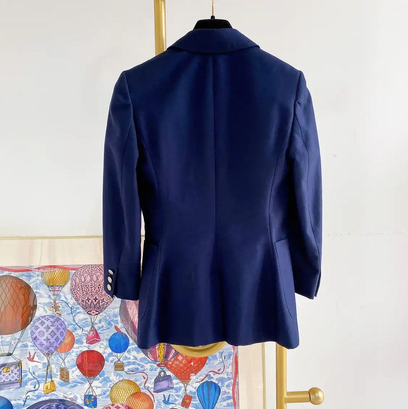 Alexander McQueen Alexander McQueen Blue Cotton Women's Jacket 0089 Size M / US 6-8 / IT 42-44 - 2 Thumbnail