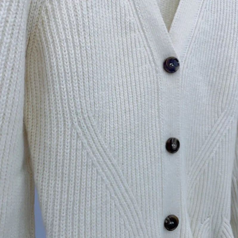 Alexander McQueen Alexander McQueen Cream Wool Blend Long Sleeve Cardigan 0089 Size XS / US 0-2 / IT 36-38 - 8 Thumbnail