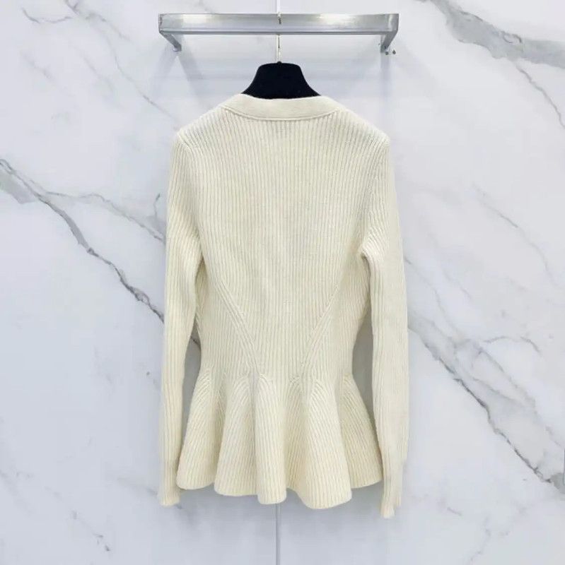 Alexander McQueen Alexander McQueen Cream Wool Blend Long Sleeve Cardigan 0089 Size XS / US 0-2 / IT 36-38 - 2 Thumbnail