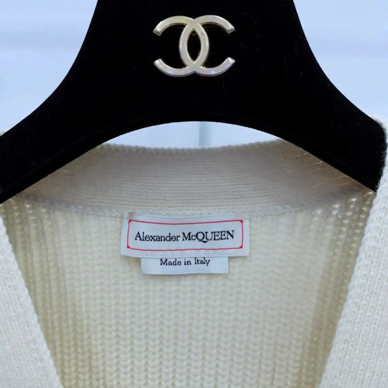 Alexander McQueen Alexander McQueen Cream Wool Blend Long Sleeve Cardigan 0089 Size XS / US 0-2 / IT 36-38 - 3 Thumbnail