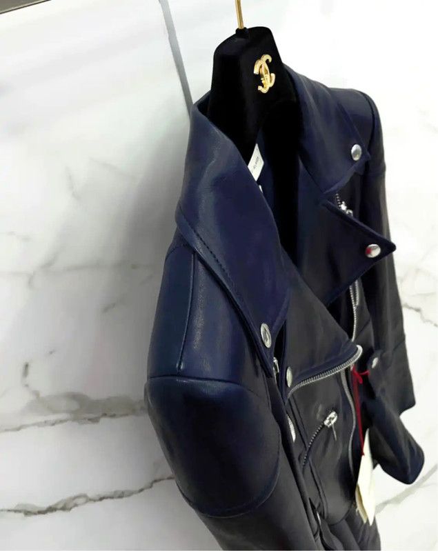 Alexander McQueen Alexander McQueen Blue Leather Women's Jacket 0089 Size L / US 10 / IT 46 - 7 Thumbnail