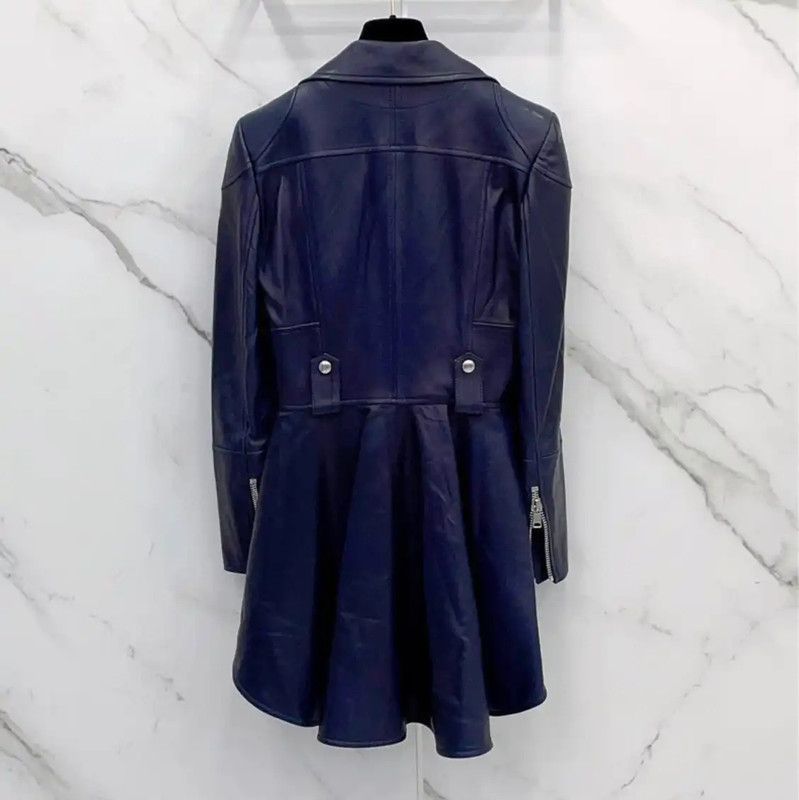 Alexander McQueen Alexander McQueen Blue Leather Women's Jacket 0089 Size L / US 10 / IT 46 - 2 Thumbnail