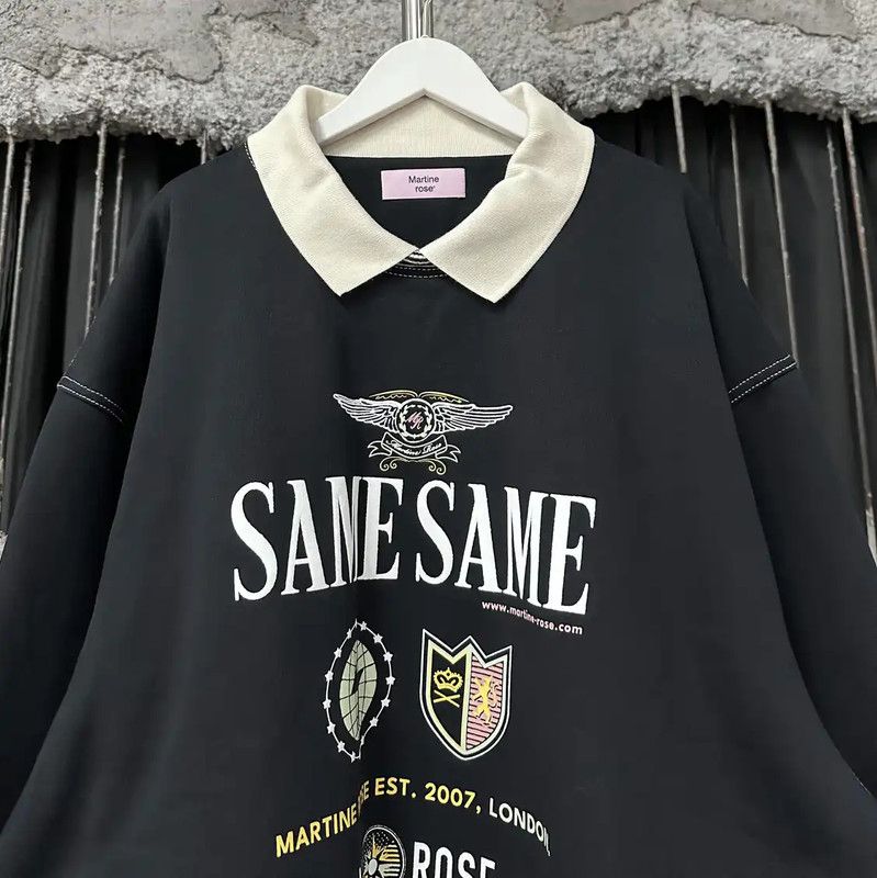Martine Rose Martine Rose Black Cotton Logo Long Sleeve Sweatshirt 0089 Size L / US 10 / IT 46 - 3 Thumbnail
