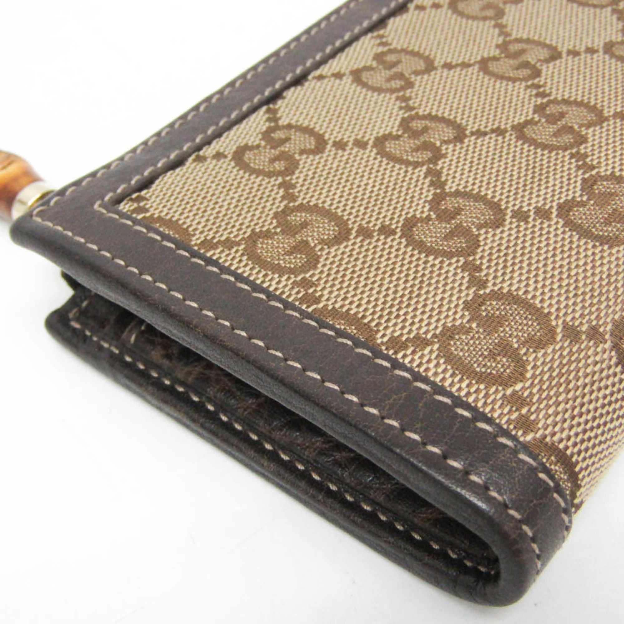 Gucci Gucci Bamboo 306616 Women's GG Canvas,Leather Long Wallet (bi-fold) Beige,Brown Size ONE SIZE - 7 Thumbnail