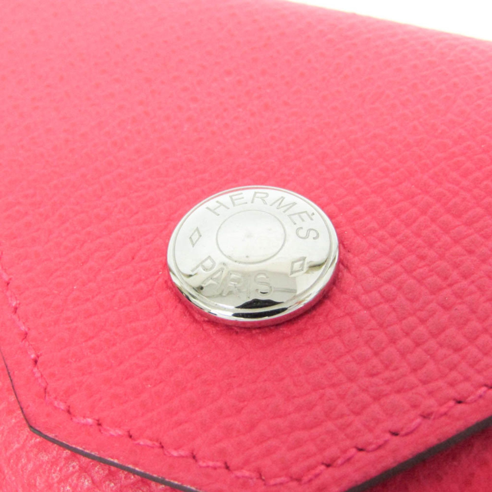 Hermes LE 24 Women's Epsom Leather Coin Purse/coin Case Pink