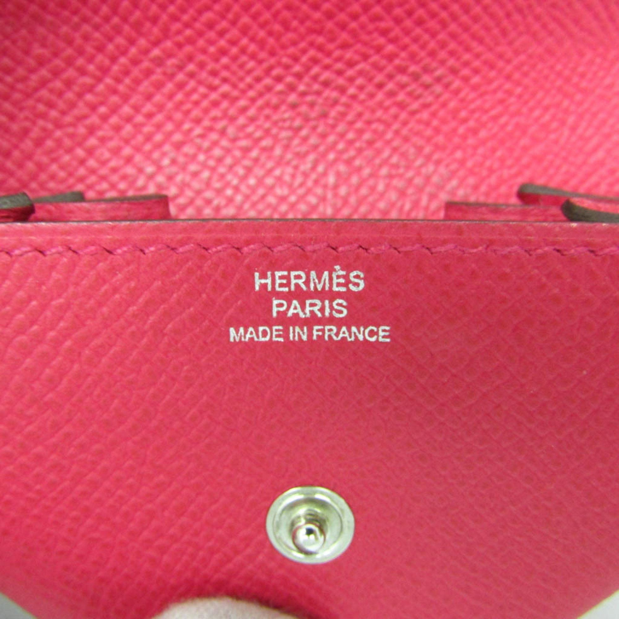 Hermes LE 24 Women's Epsom Leather Coin Purse/coin Case Pink