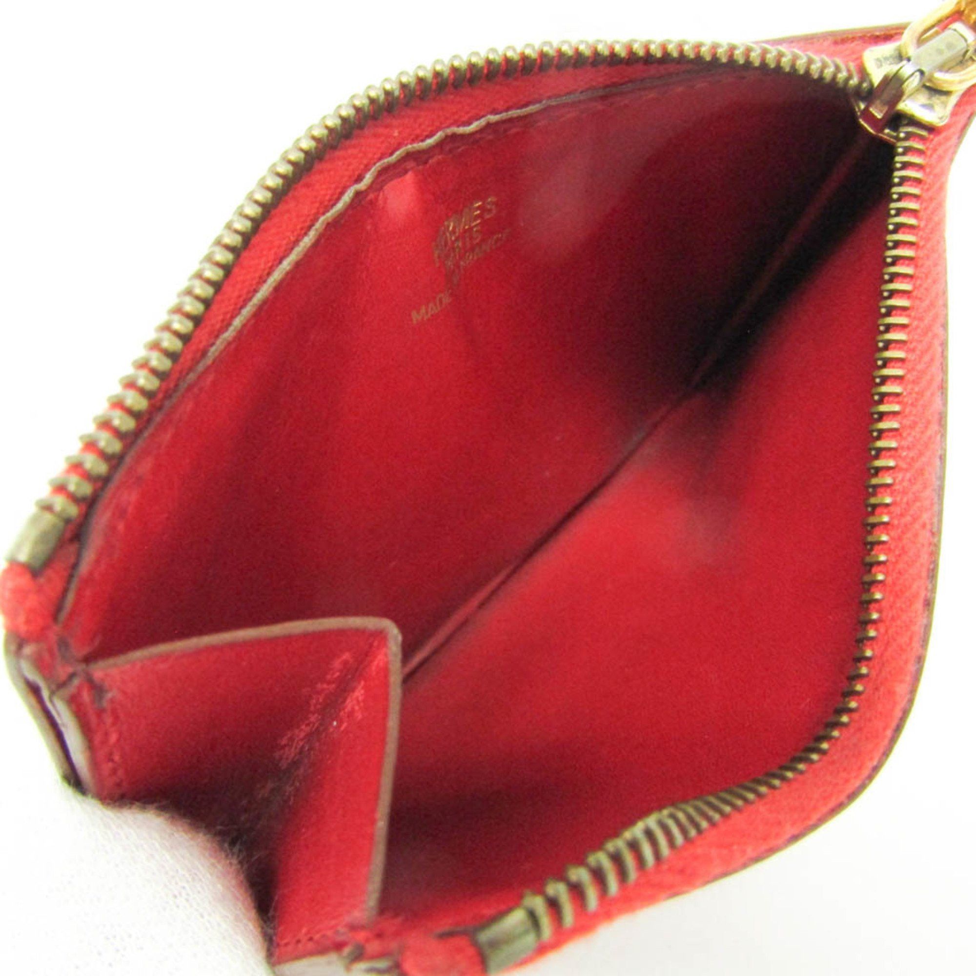 Hermes Hermes Cadena Men,Women Box Calf Leather Coin Purse/coin Case Red Color Size ONE SIZE - 3 Thumbnail