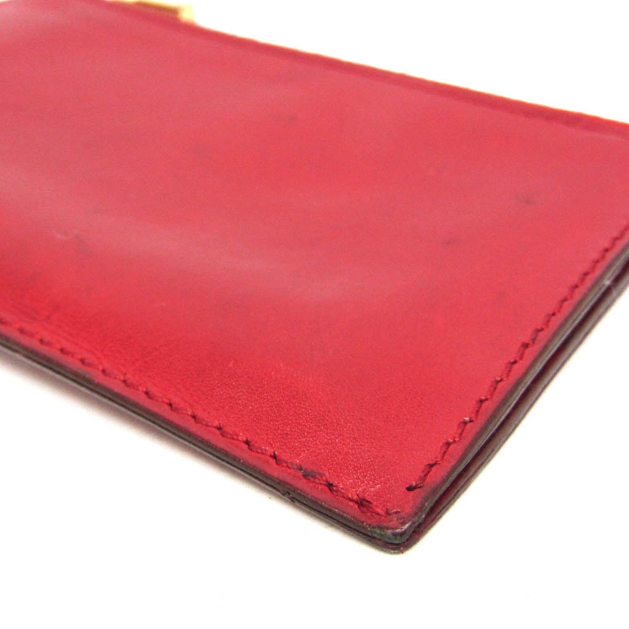 Hermes Hermes Cadena Men,Women Box Calf Leather Coin Purse/coin Case Red Color Size ONE SIZE - 4 Thumbnail