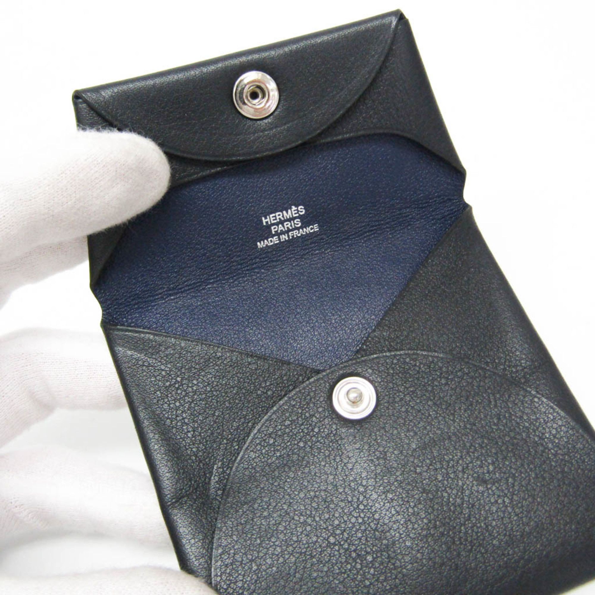 Hermes Hermes Bastia Verso Men,Women Leather Coin Purse/coin Case Black,Navy Size ONE SIZE - 8 Thumbnail