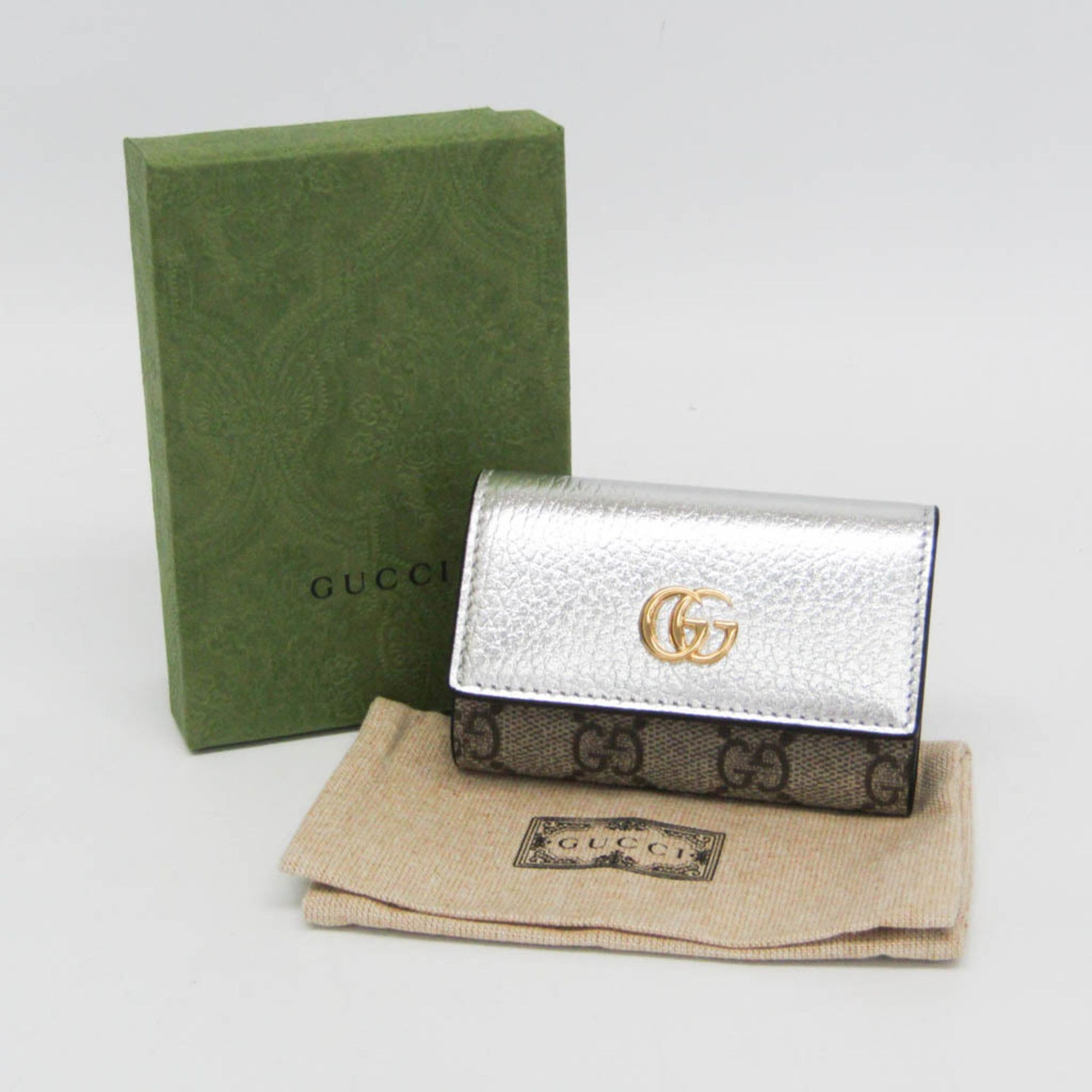 Gucci Gucci GG Marmont 456118 Men,Women Leather GG Supreme Key Case Beige,Silver Size ONE SIZE - 2 Thumbnail