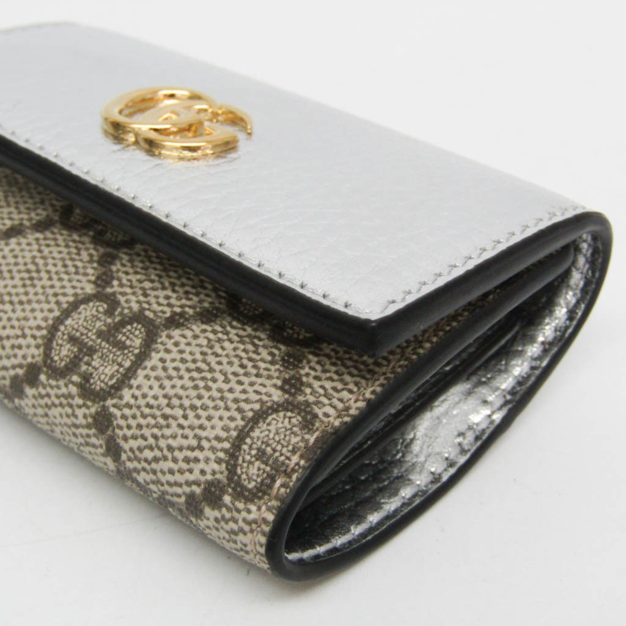 Gucci Gucci GG Marmont 456118 Men,Women Leather GG Supreme Key Case Beige,Silver Size ONE SIZE - 5 Thumbnail