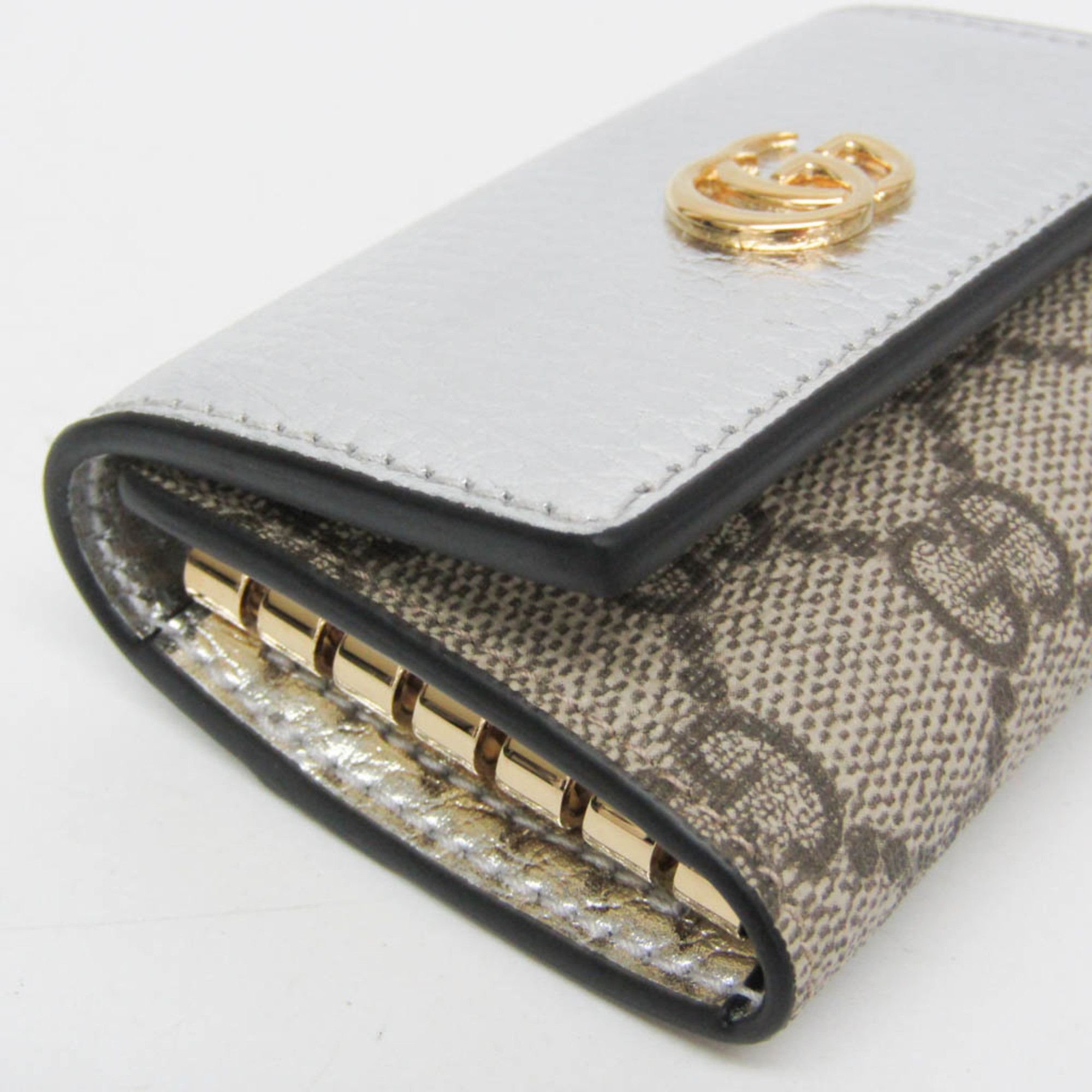 Gucci Gucci GG Marmont 456118 Men,Women Leather GG Supreme Key Case Beige,Silver Size ONE SIZE - 6 Thumbnail