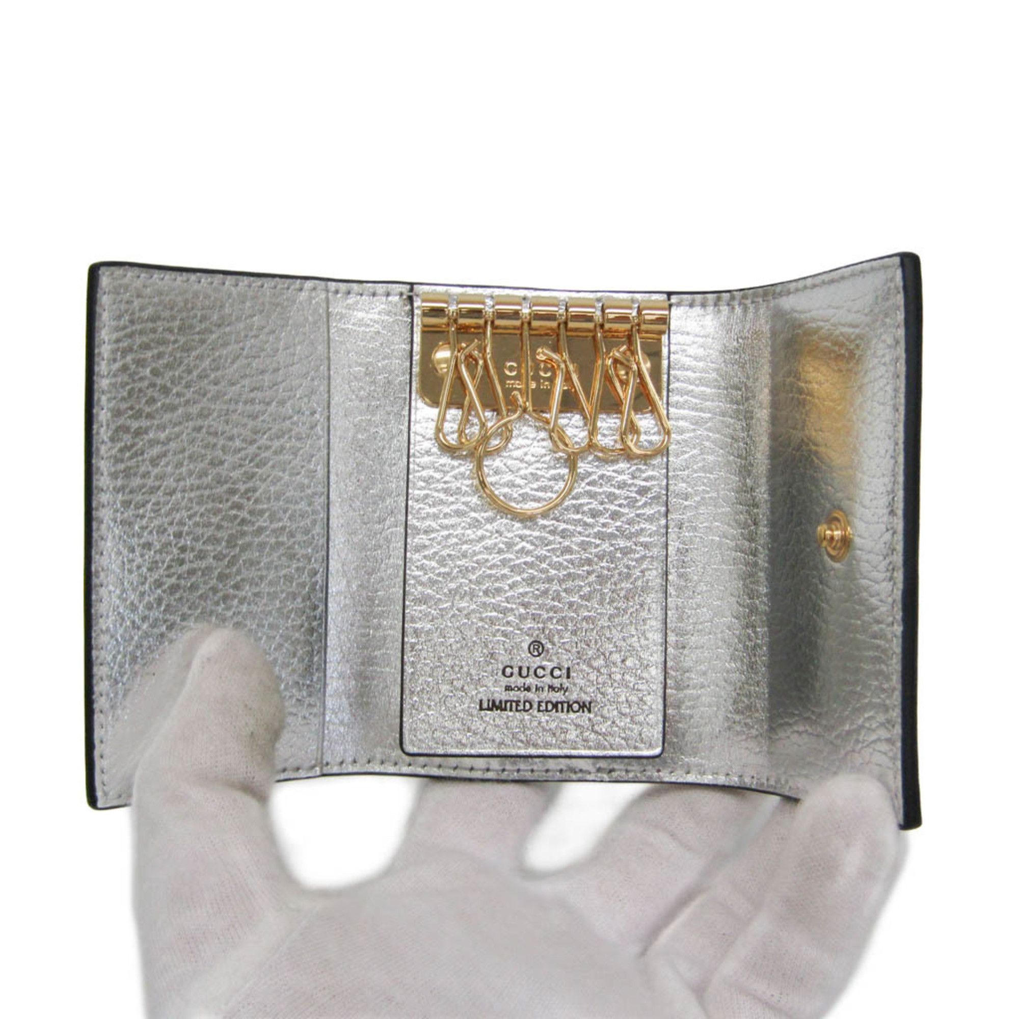 Gucci Gucci GG Marmont 456118 Men,Women Leather GG Supreme Key Case Beige,Silver Size ONE SIZE - 4 Thumbnail