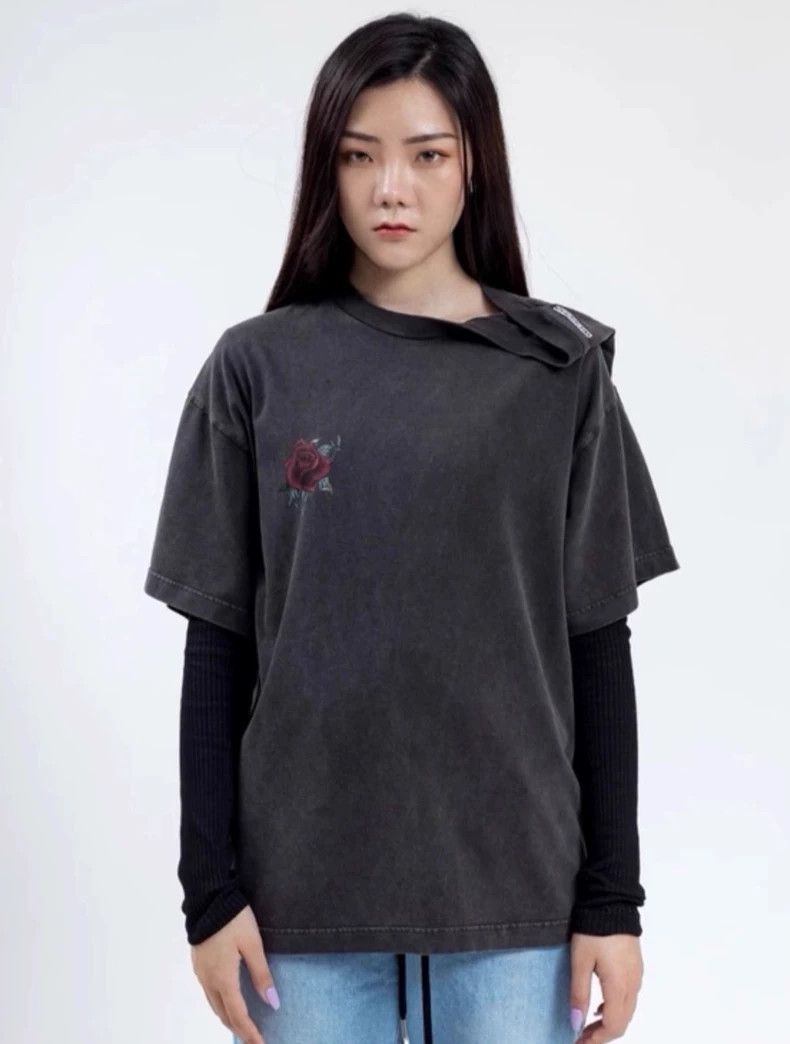 Y/Project Y/Project Gray Rose Distressed Short-Sleeve Tee - dmc Size US XS / EU 42 / 0 - 8 Thumbnail