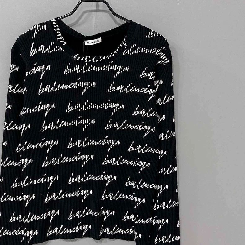 Balenciaga Balenciaga Logo All-Over Print Knit Sweater - dmc Size US M / EU 48-50 / 2 - 2 Thumbnail