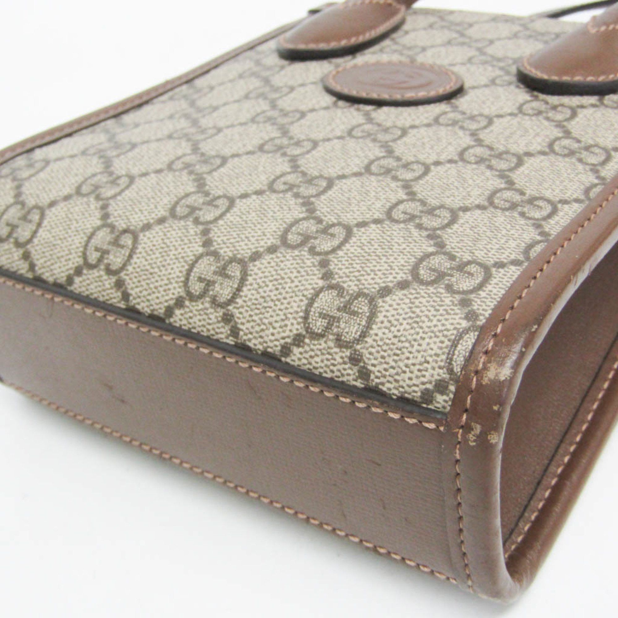 Gucci Gucci Interlocking G 671623 Women's Leather,GG Supreme Handbag,Shoulder Bag Beige,Brown Size ONE SIZE - 5 Thumbnail