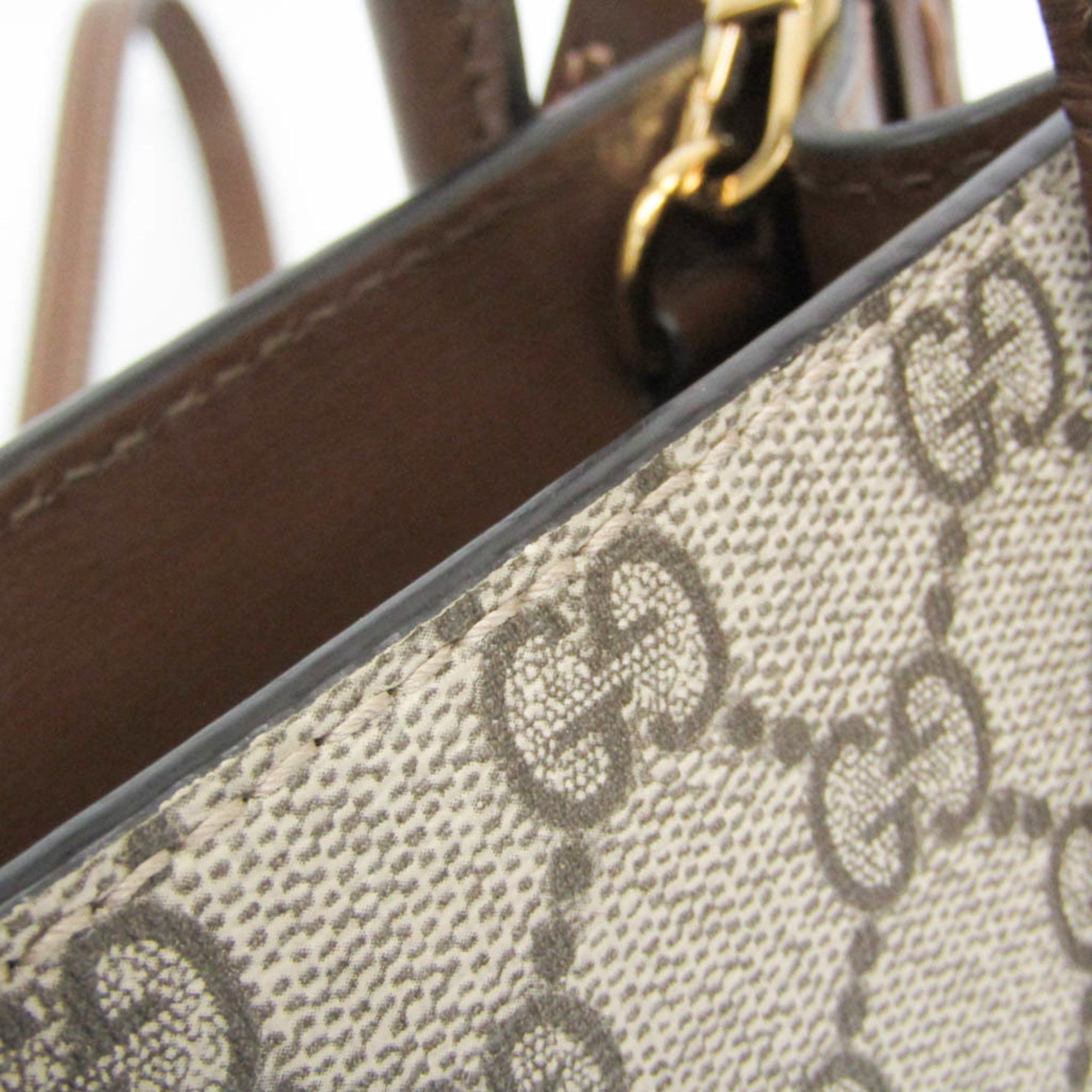 Gucci Gucci Interlocking G 671623 Women's Leather,GG Supreme Handbag,Shoulder Bag Beige,Brown Size ONE SIZE - 12 Thumbnail