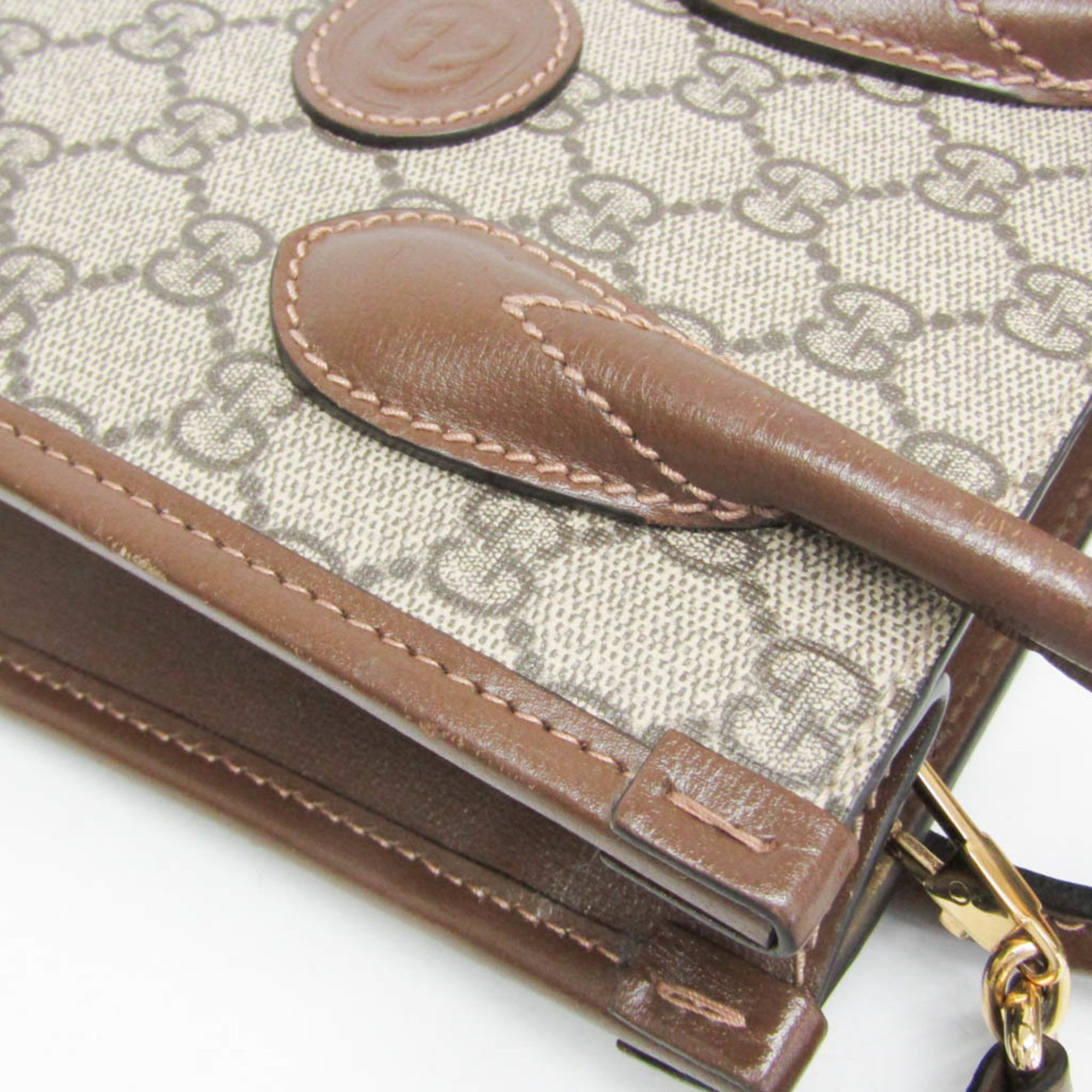 Gucci Gucci Interlocking G 671623 Women's Leather,GG Supreme Handbag,Shoulder Bag Beige,Brown Size ONE SIZE - 8 Thumbnail