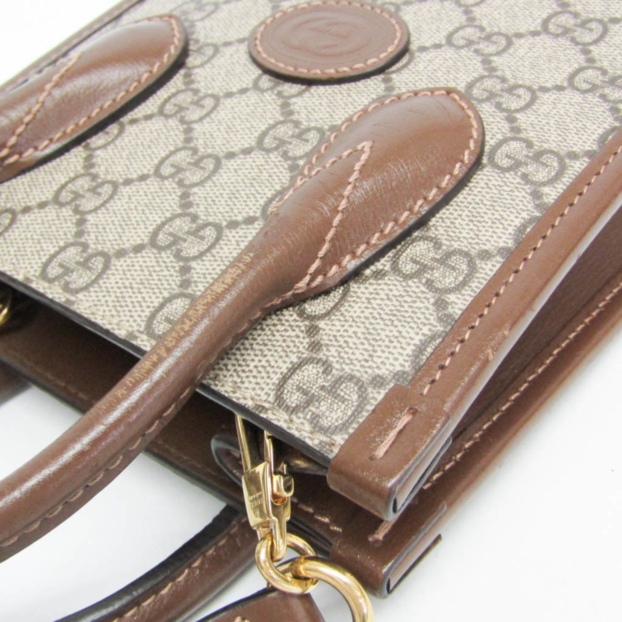 Gucci Gucci Interlocking G 671623 Women's Leather,GG Supreme Handbag,Shoulder Bag Beige,Brown Size ONE SIZE - 7 Thumbnail