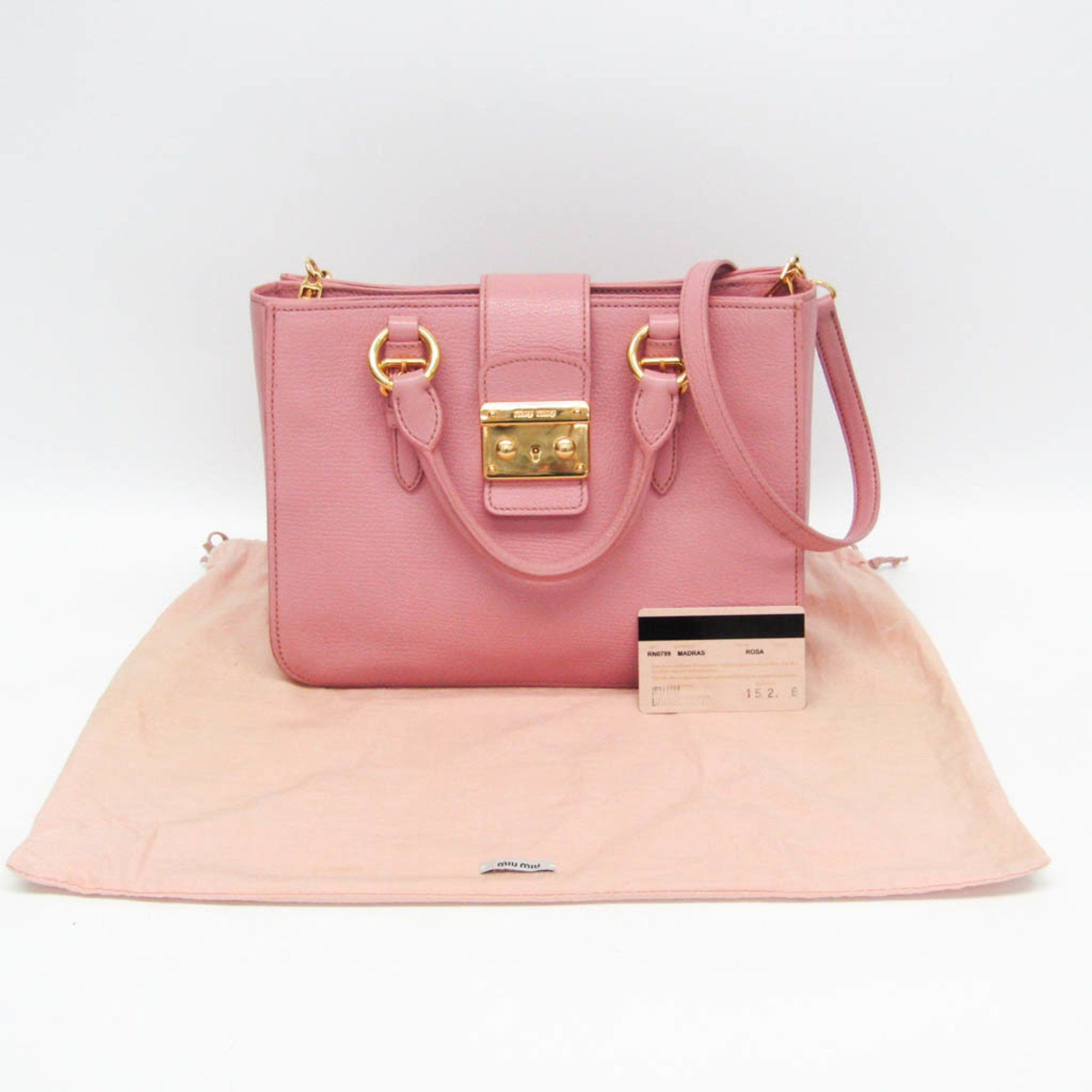 Miu Miu Miu Miu MADRAS RN0799 Women's Leather Handbag,Shoulder Bag Pink Size ONE SIZE - 2 Thumbnail
