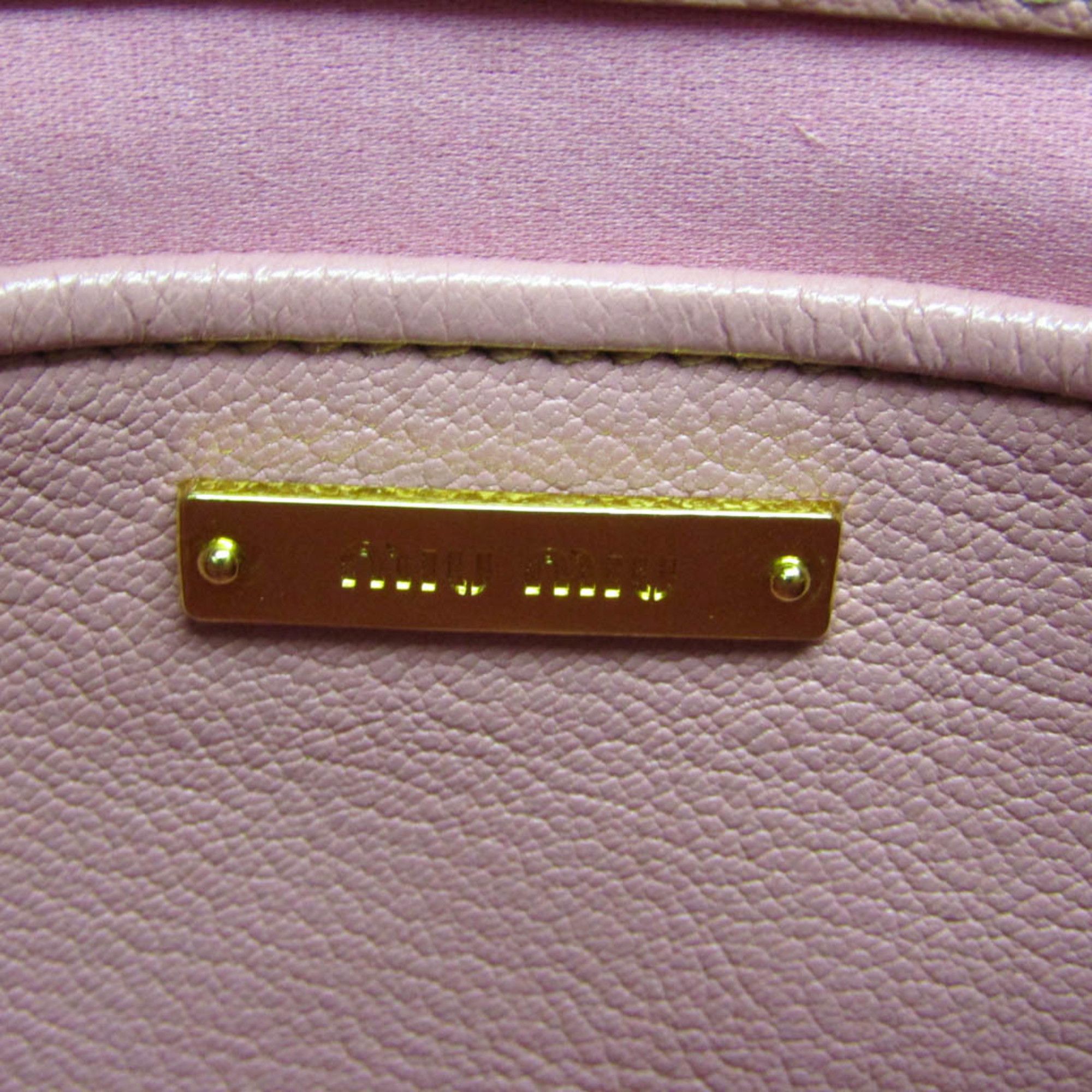 Miu Miu Miu Miu MADRAS RN0799 Women's Leather Handbag,Shoulder Bag Pink Size ONE SIZE - 15 Thumbnail