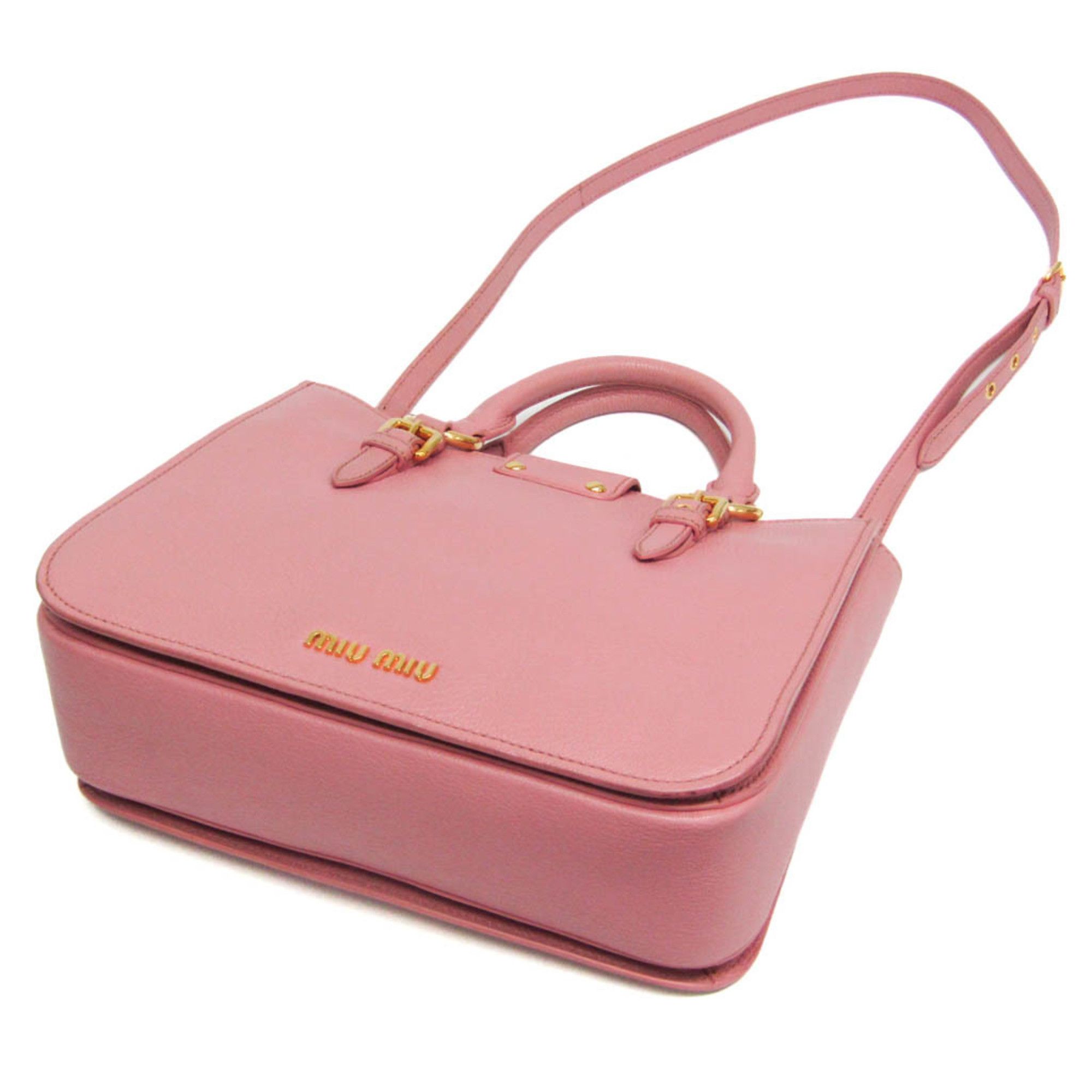 Miu Miu Miu Miu MADRAS RN0799 Women's Leather Handbag,Shoulder Bag Pink Size ONE SIZE - 3 Thumbnail