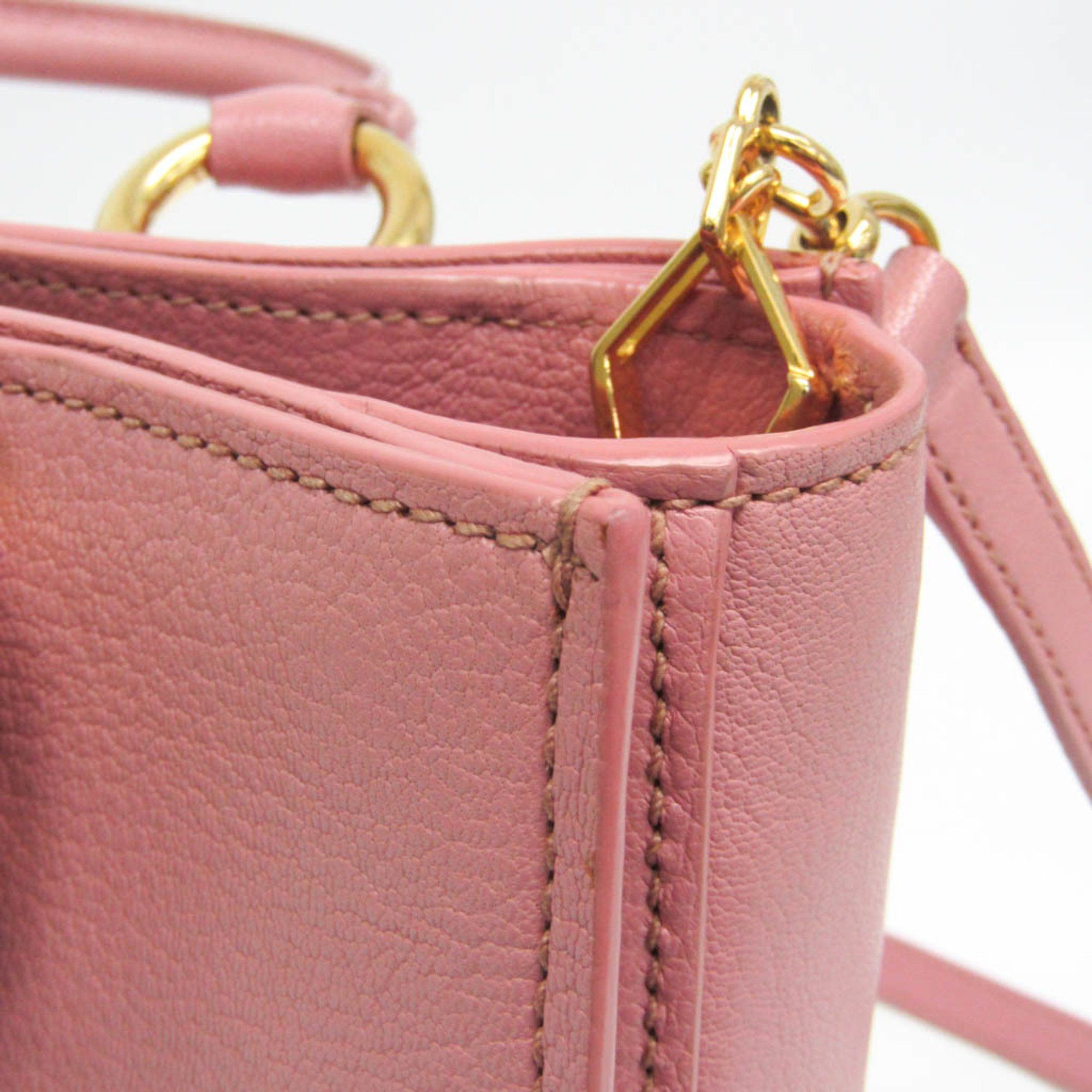 Miu Miu Miu Miu MADRAS RN0799 Women's Leather Handbag,Shoulder Bag Pink Size ONE SIZE - 8 Thumbnail