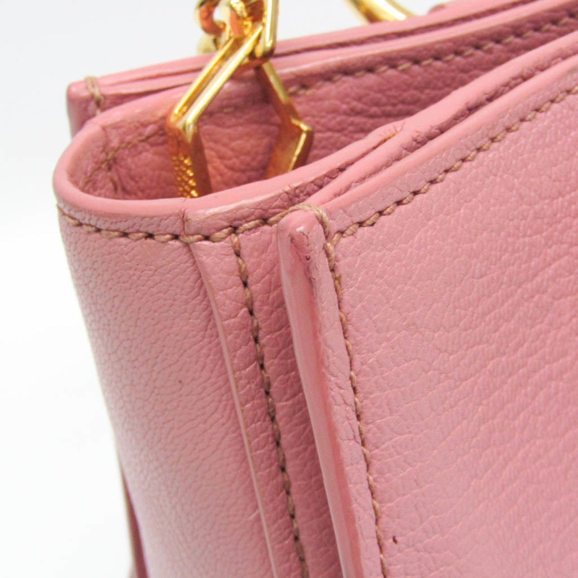 Miu Miu Miu Miu MADRAS RN0799 Women's Leather Handbag,Shoulder Bag Pink Size ONE SIZE - 9 Thumbnail