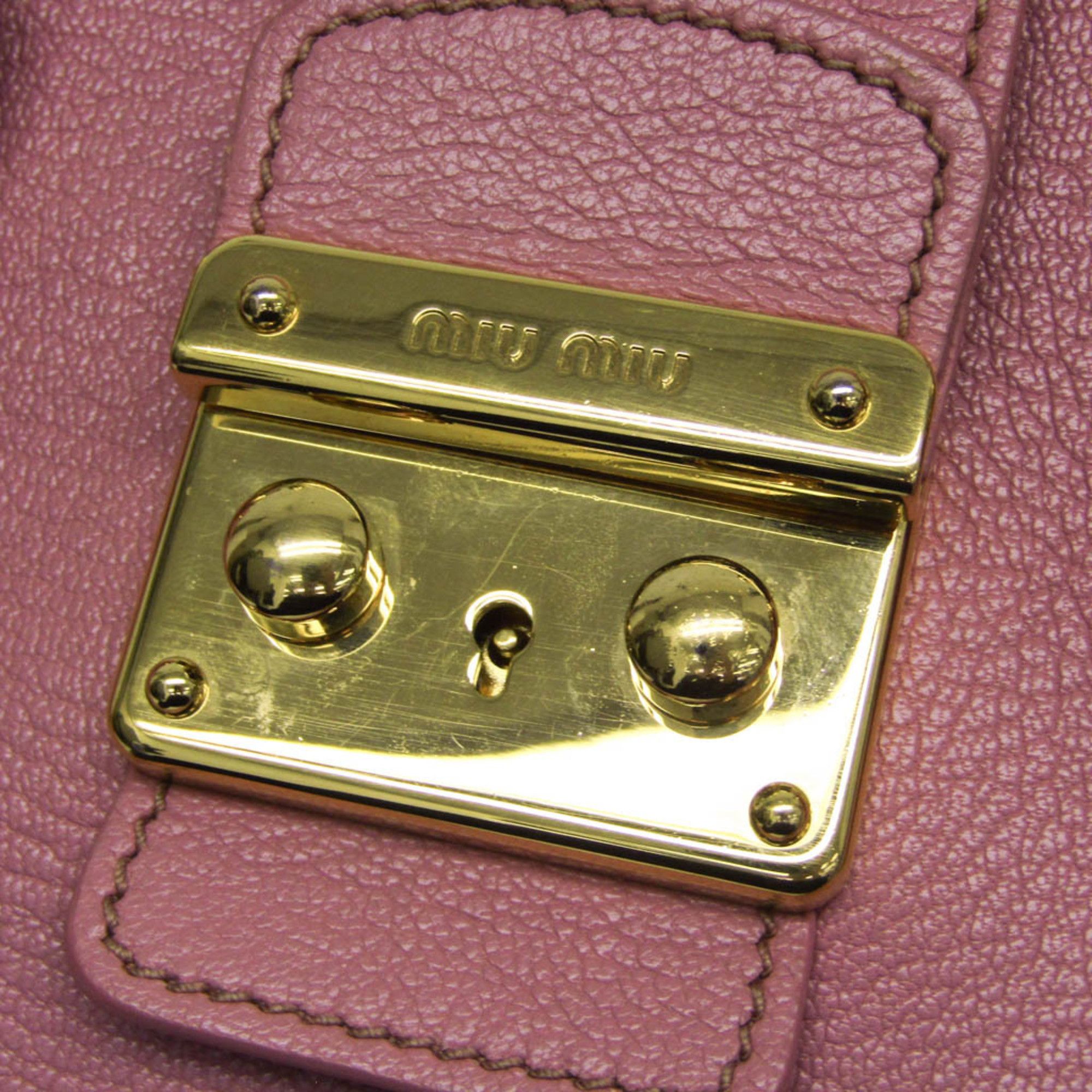 Miu Miu Miu Miu MADRAS RN0799 Women's Leather Handbag,Shoulder Bag Pink Size ONE SIZE - 12 Thumbnail