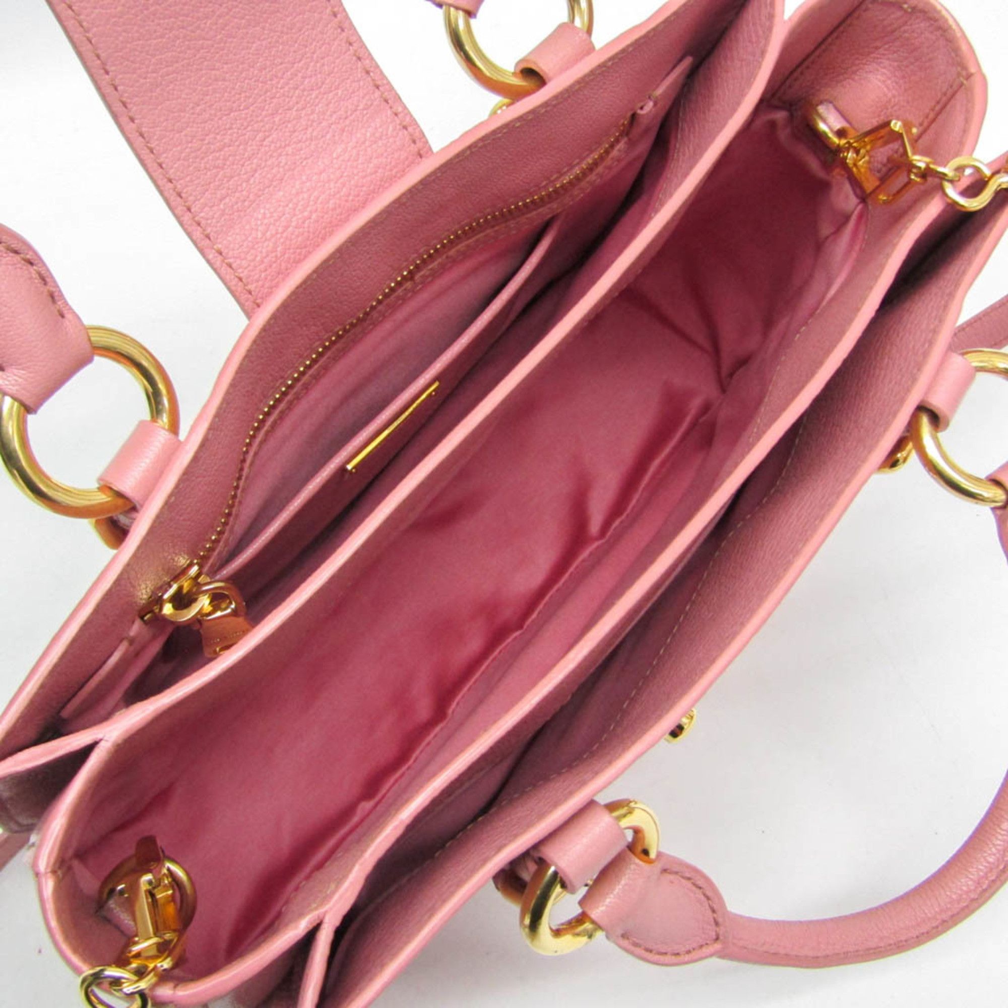 Miu Miu Miu Miu MADRAS RN0799 Women's Leather Handbag,Shoulder Bag Pink Size ONE SIZE - 4 Thumbnail